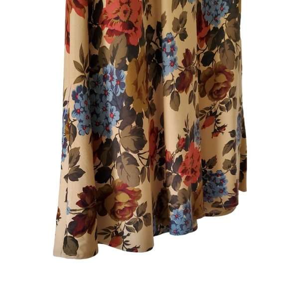 Petite Sophisticate Floral Maxi Skirt | Like New | 2P | Tan Red Gold Smokey Blue - Picture 9 of 13